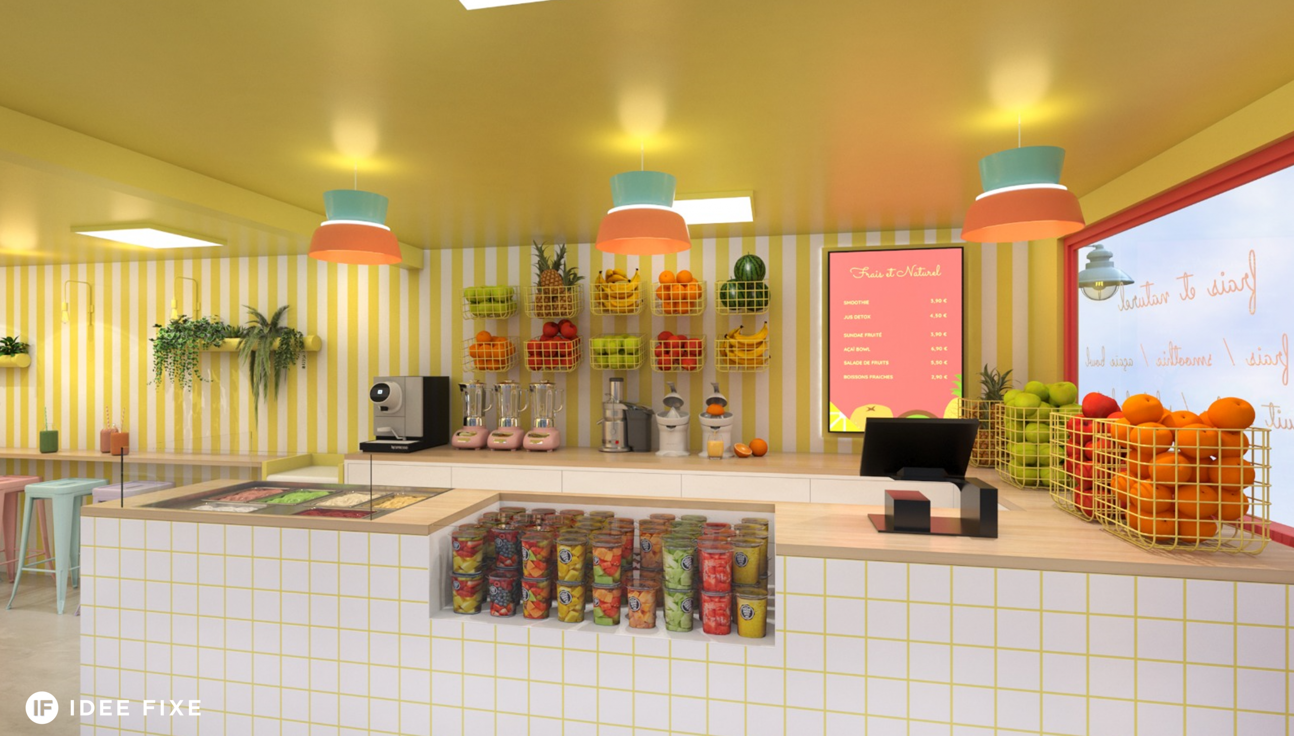Agencement bar à fruits à Paris