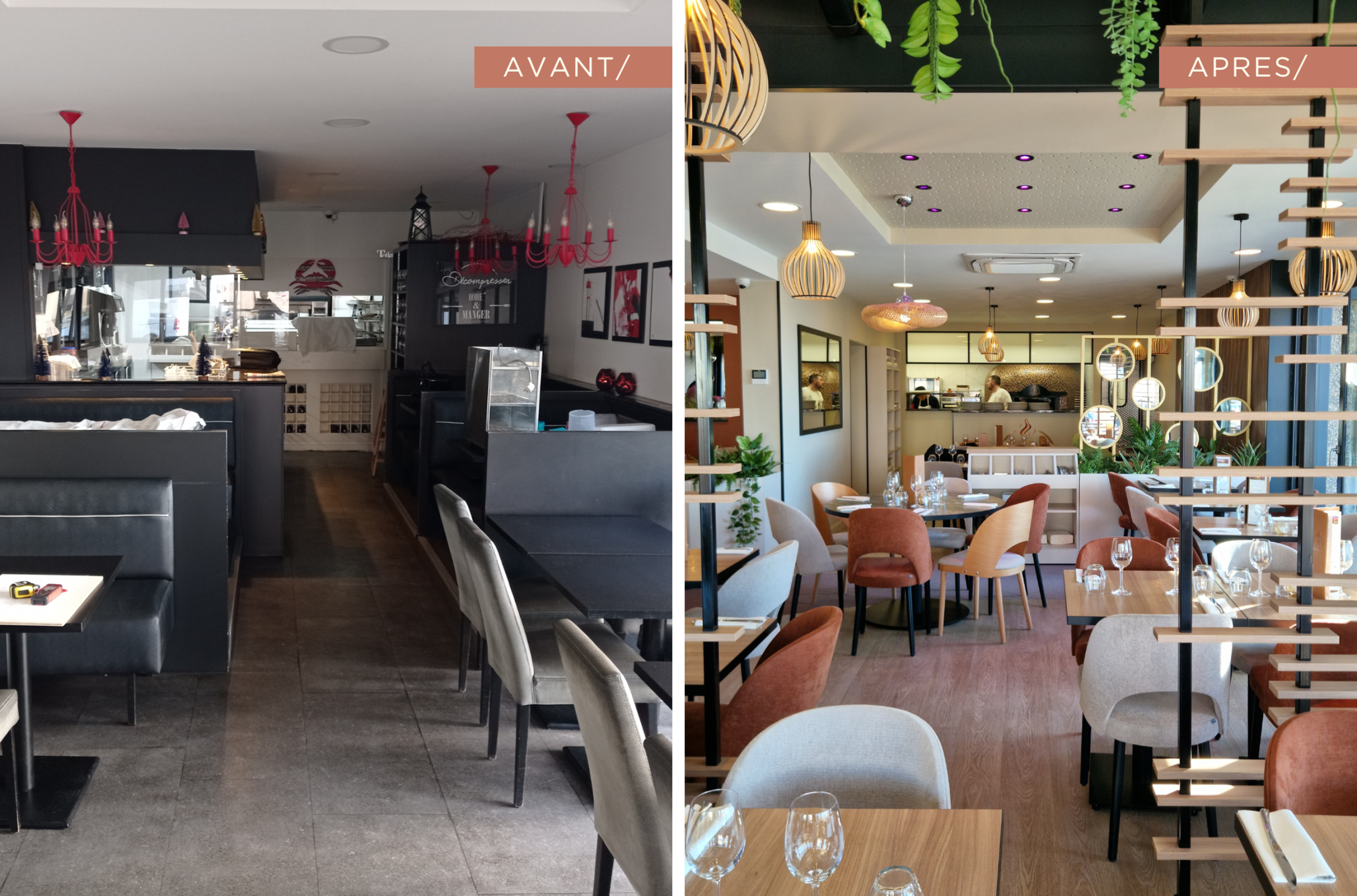 Agencement restaurant italien Granville Avant Après
